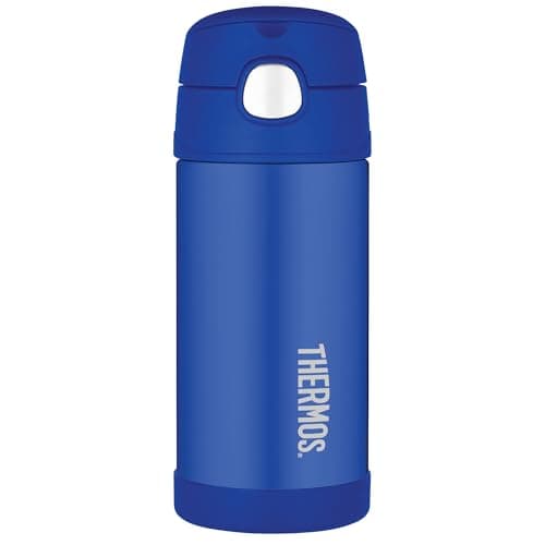 Image of Thermos - Kid Water Bottle, Blue (355ml) - BPA Free, Stainless Steel Flask, Spill Proof, Pop-Up Straw, Carry Handle, Dishwasher Safe,12-Hour Cold Drinks, School, Clubs, Sports, Picnics