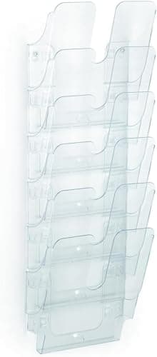 Image of Durable FLEXIPLUS 6 A4 Portrait Leaflet Holder - Transparent - Easy To Install Wall Mounted Document Holder - Use as a Leaflet Stand, Menu Holder, etc.