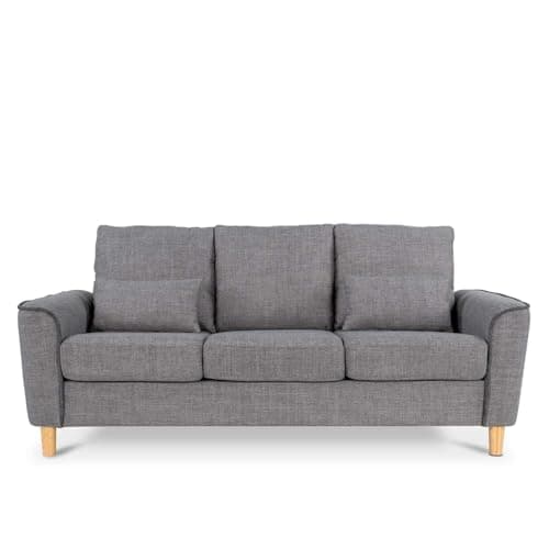 Image of Hroth 3 Seater Sofas,Comfortable Fabric Sofa with Thick Cushions and 2 Pillows, Durable Couch for Living Room, Bedroom, Guest Room, Apartment, Self Assembly,Light Grey