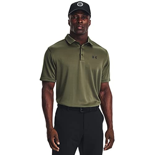 Image of Under Armour Men's Tech Polo, Lightweight, Fast-Drying and Breathable Men's Top, Casual Polo Shirt with 3-Button Placket and Collar,Marine OD Green / / Black,XXL