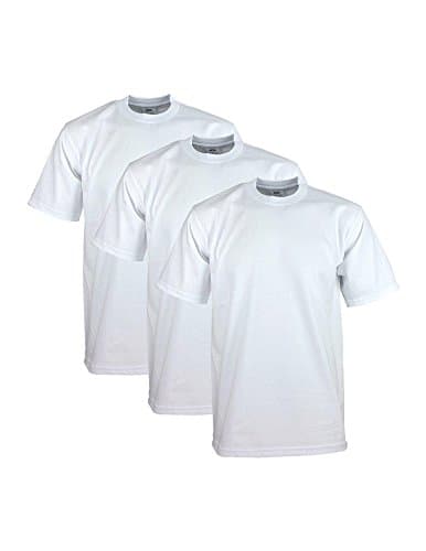 Image of Pro Club Men's 3-Pack Heavyweight Cotton Short Sleeve Crew Neck T-Shirt, White, XL