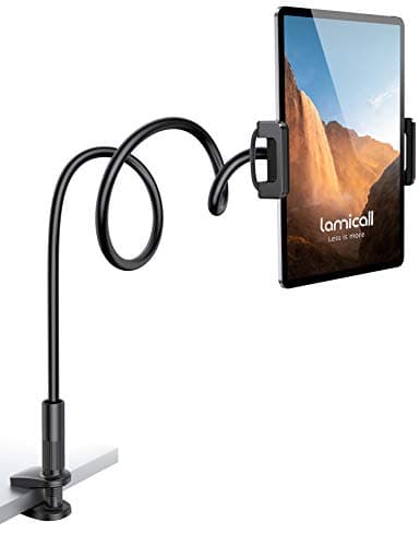 Image of Lamicall Gooseneck Tablet Holder, Flexible Tablet Stand - 36" Lazy Arm 360 Adjustable Holder Clamp Bracket Bed for 2024 iPad Pro 9.7, 10.5, 11, iPad Air mini 2 3 4 5 6, Switch, 4.7-11" Devices -Black