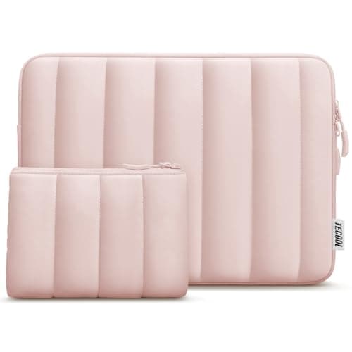 Image of TECOOL Puffy 14 inch Laptop Sleeve Protective Case 14 Inch For 14” Lenovo HP EliteBook Pavilion Acer Dell Chromebook Notebook, Macbook Air 15 M5 M4 M3 2026-2023 Shockproof Splash-resistant Bag,Pink