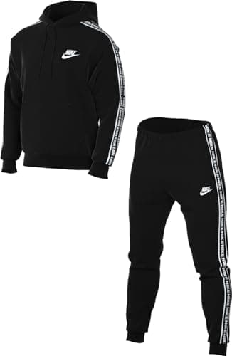 Image of Nike FB7296-010 Nike Club Fleece Tracksuit Men's BLACK/WHITE Size M