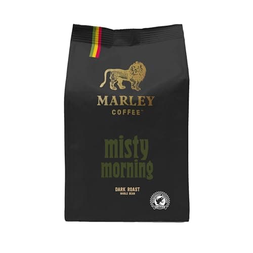 Image of Marley Coffee Strong Dark Roast Espresso Coffee Beans 227g - Misty Morning Blend - From The Marley Family - Rainforest Alliance Certified - For All Coffee Machines
