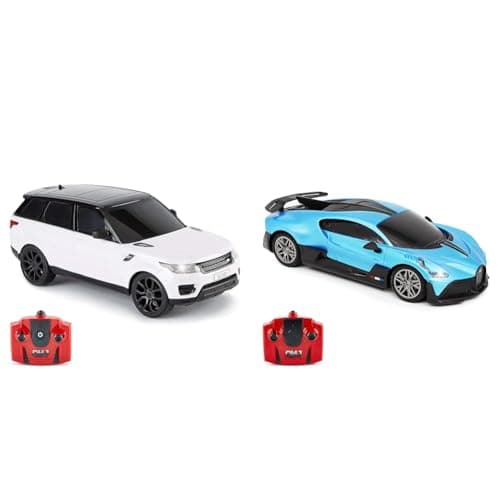 Image of CMJ RC Cars TM Range Rover Sport Remote Control Car 1:24 scale with Working LED Lights, Radio Contro & Bugatti Divo Blue Remote control Radio Car 1:24 Officially Licensed 1:24 Scale Working