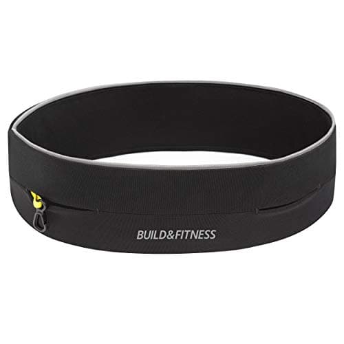 Image of Build & Fitness Running Belt, Flip Waist Belt, Key Clip, Running Phone Holder, Running Pouch for Men and Women, Fits All iPhone's, Samsung's Black Reflective