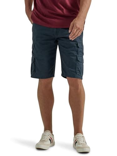 Image of Wrangler Authentics Men's Premium Twill Cargo Short优质斜纹工装短裤프리미엄 트윌 카고 반바지pantalón Corto Sarga De Alta Calidad.شورت قطني مريح فاخر ذو جيوبמכנסי דגמ"ח קצרים מבד טוויל פרימיום, Midnight, 36