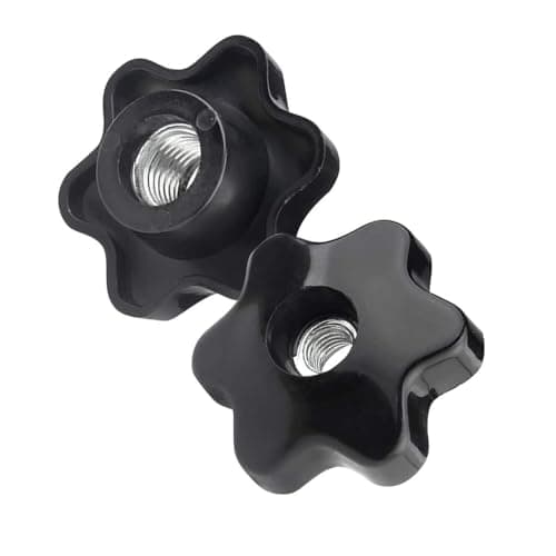 Image of YIYIWANG M12 Star Shape Head Clamping Nuts Female Thread Through Hole Star Head Knob Grip Head Diameter 58mm Black 2Pcs