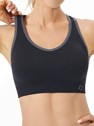 Image of FITTIN Racerback Sports Bra for Women - High Impact Padded Seamless Activewear Bras for Yoga Gym Workout Fitness Black