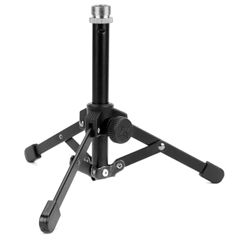 Image of Geekria for Creators Tabletop Tripod Mic Stand Compatible with AKG D5, P120, P420, P820, C1000S, C3000, C451B, P5i, P3S Microphones, Desktop Mic Stand with Foldable Non-Slip Feet