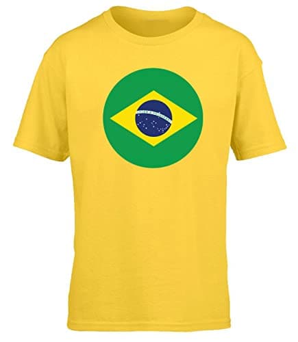Image of Hippowarehouse Brazil Flag Kids Children's Short Sleeve t-Shirt