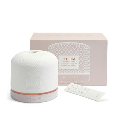 Image of NEOM – Wellbeing Pod Luxe | Premium Ultrasonic Essential Oil Diffuser | Ceramic Cover, Remote Control, LED Light & Timer | Aromatherapy Diffuser | Home Fragrance…