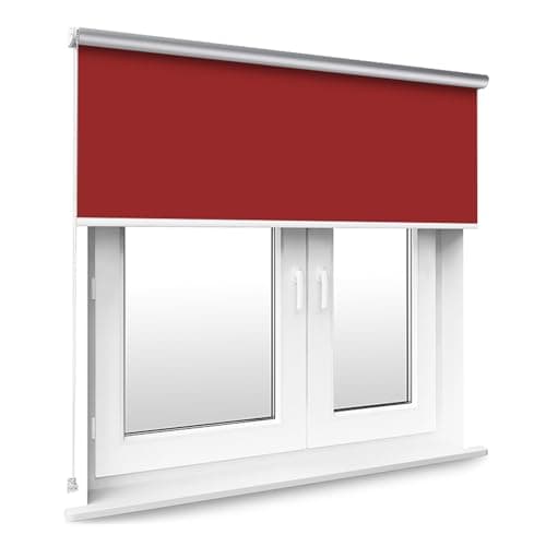 Image of Tropik Home Red Thermal Blackout Window Roller Blind Available in 16 Width Sizes, 105cm wide (plus 4.5cm fittings)