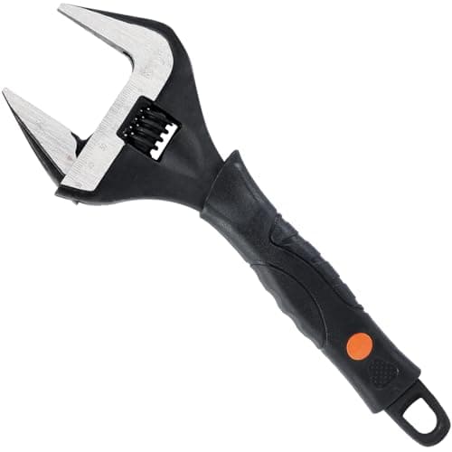Image of Sharp-tec 10-Inch Adjustable Spanner Wrench (250mm), 50mm Wide Jaw Large Opening, Chrome Vanadium Steel, Black Oxide Finish, Heavy-Duty Plumbing & DIY Tool with Ergonomic Grip