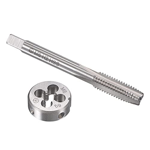 Image of sourcing map M8 x 1.25mm Metric Tap and Die Set, Machine Thread Screw Tap with Round Threading Die, Tap & Die Kit for Nut Screw Bolt Thread Repair