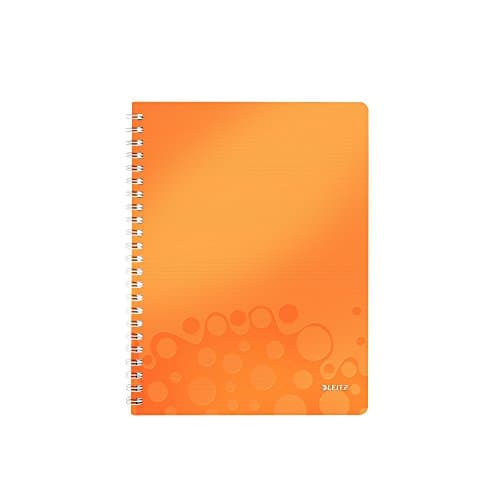Image of Leitz A4 Flexible Cover Notebook, Orange (Wire Bound, 80 Sheets, Ruled, 90 gsm Ivory Paper, Wow Range), Pack of 1