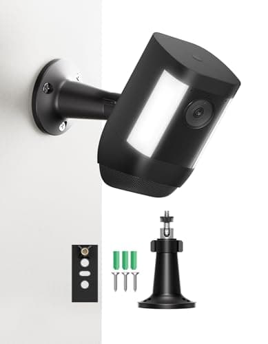 Image of Wall Mount Compatible with Ring Spotlight Cam Plus/Pro – 360° Adjustable Security Camera Bracket with Screws & Wall Plugs – Indoor Outdoor Sturdy Replacement Mount – Black