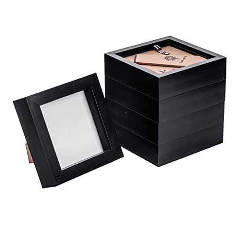 Image of Nicola Spring 3D Shadow Box Photo Frames - 4 x 4 (10 x 10cm) - Pack of 5 - Black 3D Photo Frame Picture Frame Box Small Square Display Case for Crafts, Keepsakes, Wedding, Graduation