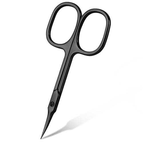 Image of URAQT Nail Scissors, Professional Stainless Steel Curved Cuticle Sharp Dead Skin Scissors Pointed for Trimming Eyebrows, Nose Hair, Manicure, Finger & Toe Care, Black