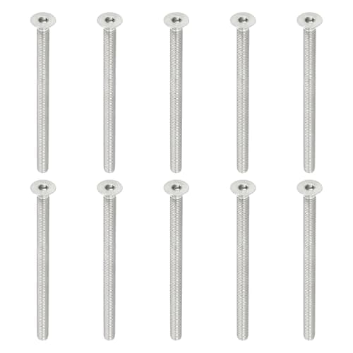 Image of PATIKIL M6 x 90mm Flat Head Socket Cap Screws, 10 Pack 304 Stainless Steel 18-8 Machine Screws Flat Countersunk Bolts Hex Socket Drive Fasteners Grade 6.8