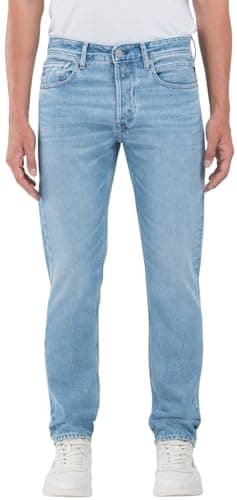 Image of Replay Grover Men's Straight Fit Jeans, 010 Light Blue, 34W x 32L