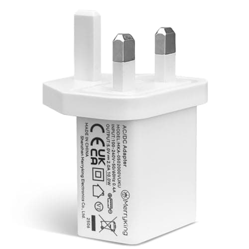 Image of ANLINK 5V 2A 10W White USB Plug Adapter, UK Charger, 100V-240V Input, 5V 2A Output for Phone, Tablet, Speakers, USB Fan, Mirror Lights and More Devices, UKCA Listed