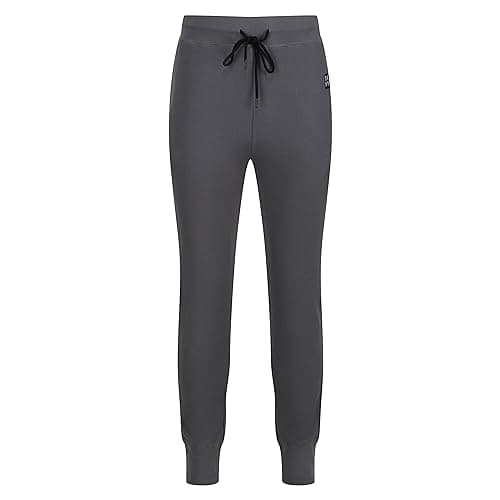 Image of DKNY Men's Men's Lounge Trousers in Anthracite Made of Waffle Fabric, Lounge Wear in Standard Fit with Side Pockets Casual Pants, Charcoal,