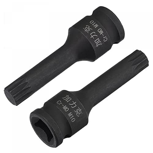Image of sourcing map M10 Impact Spline Bit Socket, 3/8" Square Drive 60mm Length CR-MO Metric Sizes 2 Pcs