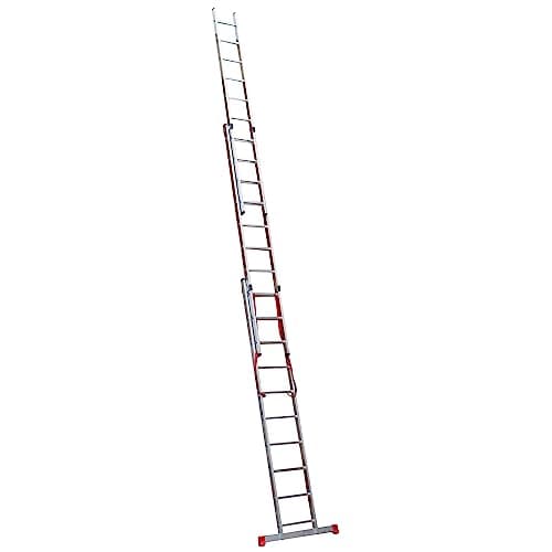Image of Home Master® 3 Section Extension Ladder | Lightweight Aluminium | Stabiliser Bar | 150kg Weight Rating | EN131 Certified | Size: 3x10