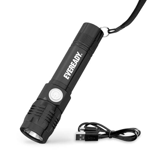 Image of Energizer Eveready Rechargeable LED Super Bright Torch, Flashlight for Outdoor Lights, Ideal for Emergencies and Camping. Light Weight, Water and Impact Resistant, Micro USB Charging Cable Included