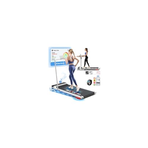 Image of BLACK LORD 3.2HP Walking Pad with Handle Bar, Treadmill for Home, Under Desk Treadmill with LED Display & Bluetooth Speaker & Wristband Control, Running Machine, 9% Incline, 140kg Capacity, White