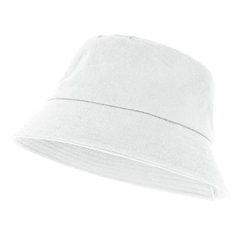 Image of Yolev Unisex Bucket Hat Solid Colors Sun Hat with UV Protection Packable Summer Hats for Outdoor Sports (White)