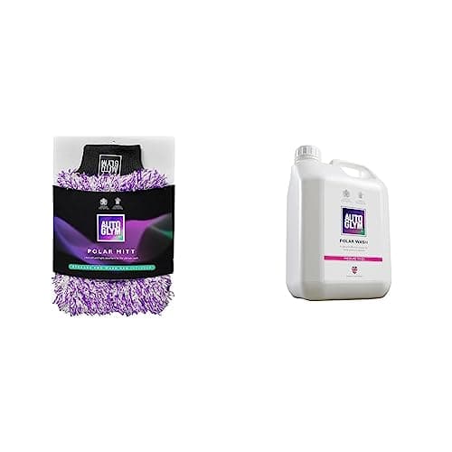 Image of Autoglym Polar Car Wash Mitt with storage and washbag included, premium fine microfibre strands, scratch free results & Polar Wash, 2.5L - Snow Foam Car Shampoo Safe for Wheels, Paint & Trim