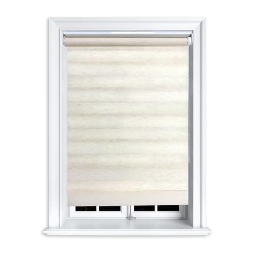 Image of Lister Cartwright Zebra Roller Blinds Day & Night Dual Layer Fabric Translucent Vision Shades- 60x165 cm Linen Window & Door Blinds for Home Office