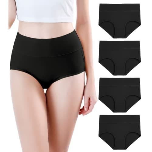 Image of wirarpa Women's High Waist Modal Knickers Ladies Ultra Soft Pants Underwear Full Briefs Black 4 Pack Size L