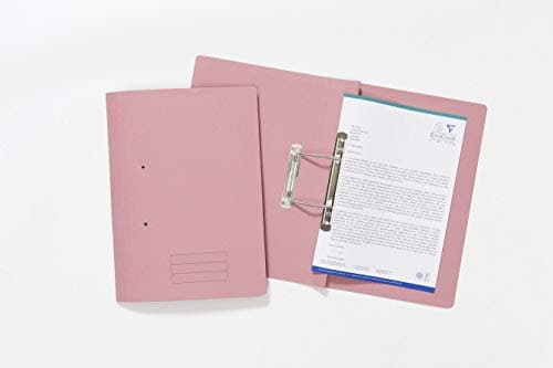 Image of Exacompta - Ref TFM50-PNKZ - Spiral Files for Punched Papers, A4 & Foolscap, 285gsm Medium Weight Premium Manilla, 350mm x 250mm, Metal Spring Mechanism - Pink, Pack of 50