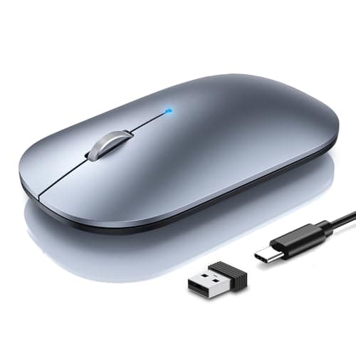 Image of TECKNET Rechargeable Wireless Mouse, Bluetooth Mouse with Triple Mode (Dual BT+2.4G), Silent Mouse, 4 Adjustable DPI,Computer Mouse Compatible with Macbook iPad PC Laptop (Silver)