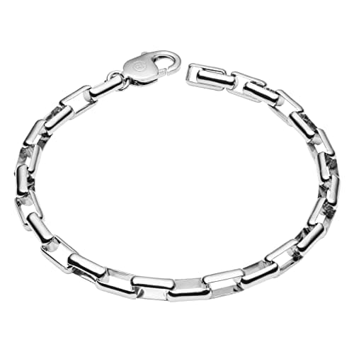 Image of Platinum Plated Recycled Sterling Silver Box Chain Bracelet 23cm