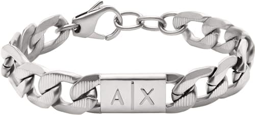 Image of Armani Exchange Bracelet for Men CLASSIC, Length: 190MM+35MM, Width: 18MM, Height: 11.5MM Silver Stainless Steel Bracelet, AXG0077040
