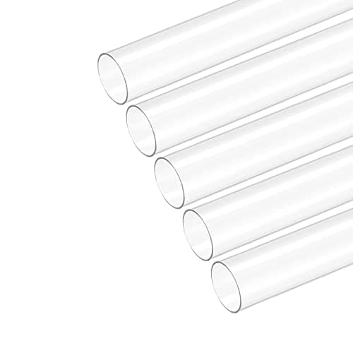 Image of sourcing map Plastic Pipe Rigid Polycarbonate Round Tube Clear 0.6"(15mm) ID 0.63"(16mm) OD 9.6" (245mm) High Impact for Lighting, Models, Water Plumbing, Pack of 5