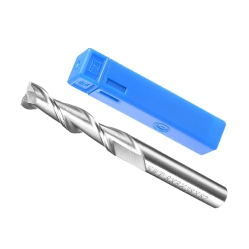 Image of CoCud 2-Flute Spiral End Mill Bits, 8mm Diameter 38mm Length, High Speed Steel Straight Milling Cutter with Storage Case- (Applications: for Plywood Hardwood Plastic),