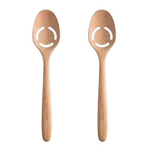 Image of Mason Cash Innovative Kitchen Slotted Wooden Spoon Beige (Pack of 2)