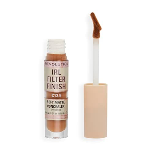 Image of Makeup Revolution IRL Filter Finish Concealer, Medium to Full Coverage, Matte Finish, C13.5, Dark Skin Tones, 6g