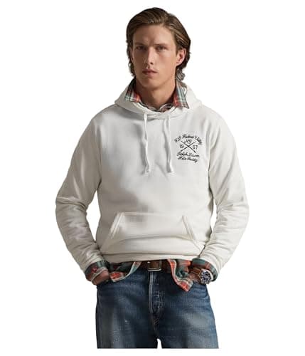 Image of POLO RALPH LAUREN Men's Loopback Fleece Graphic Hoodie, Deckwash White, M