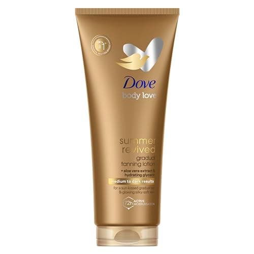 Image of Dove Summer Revived Medium to Dark Gradual Tanning Lotion for a gradual tan and natural, radiant glow non‑greasy self-tan for all skin types 200 ml