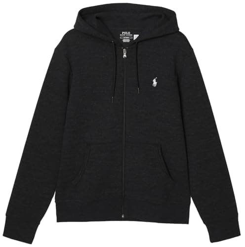 Image of POLO RALPH LAUREN Men's Double-Knit Full-Zip Hoodie, Rl Black Marble Heather, XXL