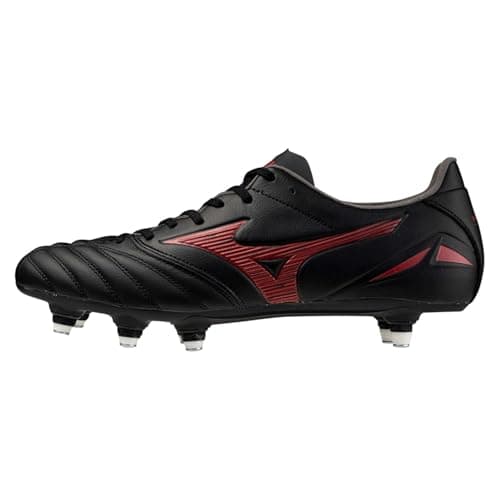 Image of Mizuno Mens Neo 4 Adults Soft Ground Rugby Boots Black/Red/Black 9 UK