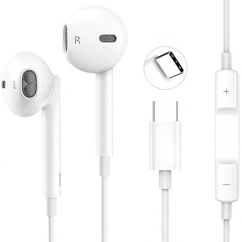 Image of USB C Headphones for iPhone 16, Type C Wired Earbuds with Mic & Volume Control, HiFi Stereo Noise Cancelling Earphones Wired for iPad Pro iPhone 17/16/15 Pro Max/Plus, Samsung Galaxy S23/S22/S21/S20