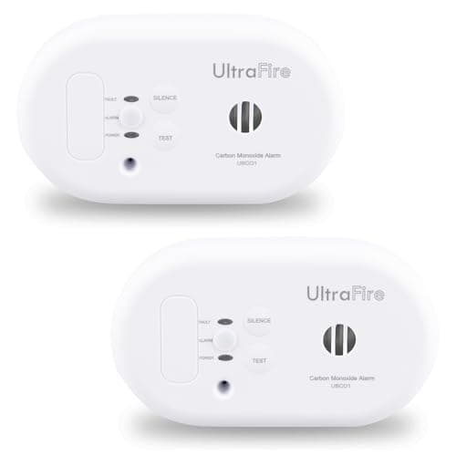 Image of Twin Pack - UltraFire UBCO1 Battery Powered Travel Carbon Monoxide Alarm and Detector | For Homes, Caravans, Boats | 10 Year Warranty | Certified to BS EN 50291-1 and 50291-2